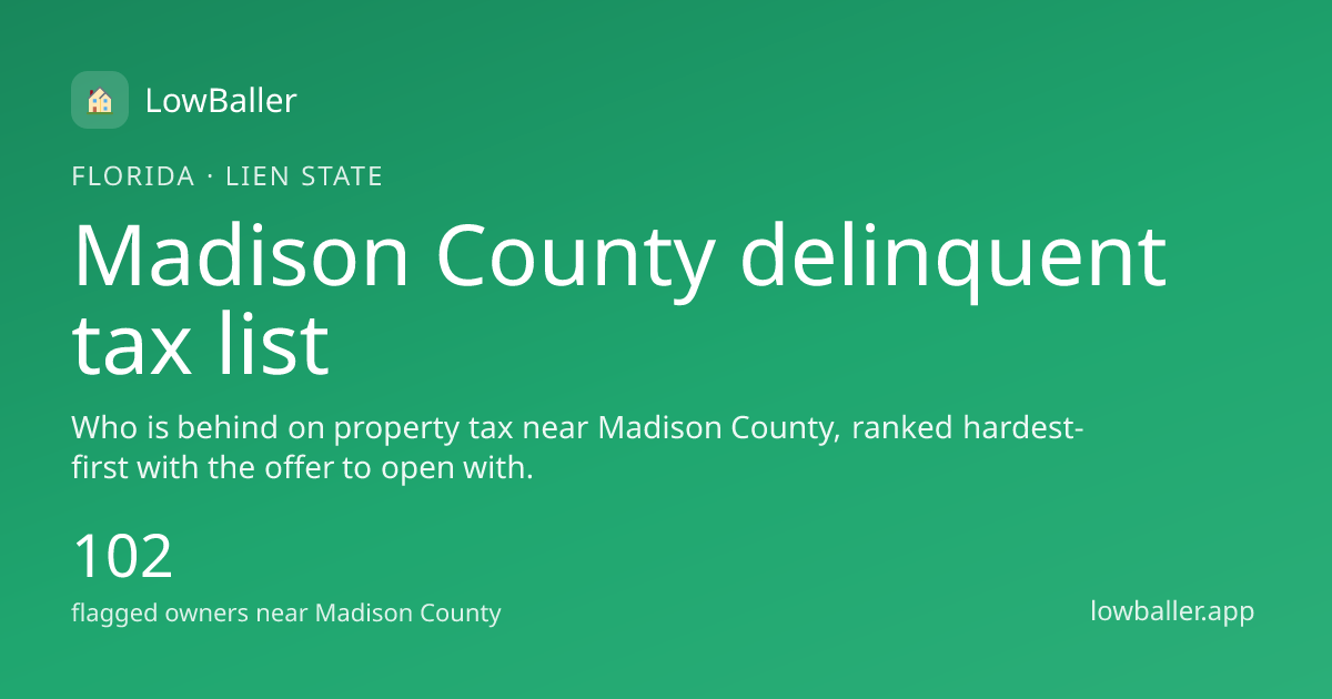 Madison County Delinquent Tax List 2026: Properties and Sale Rules ...