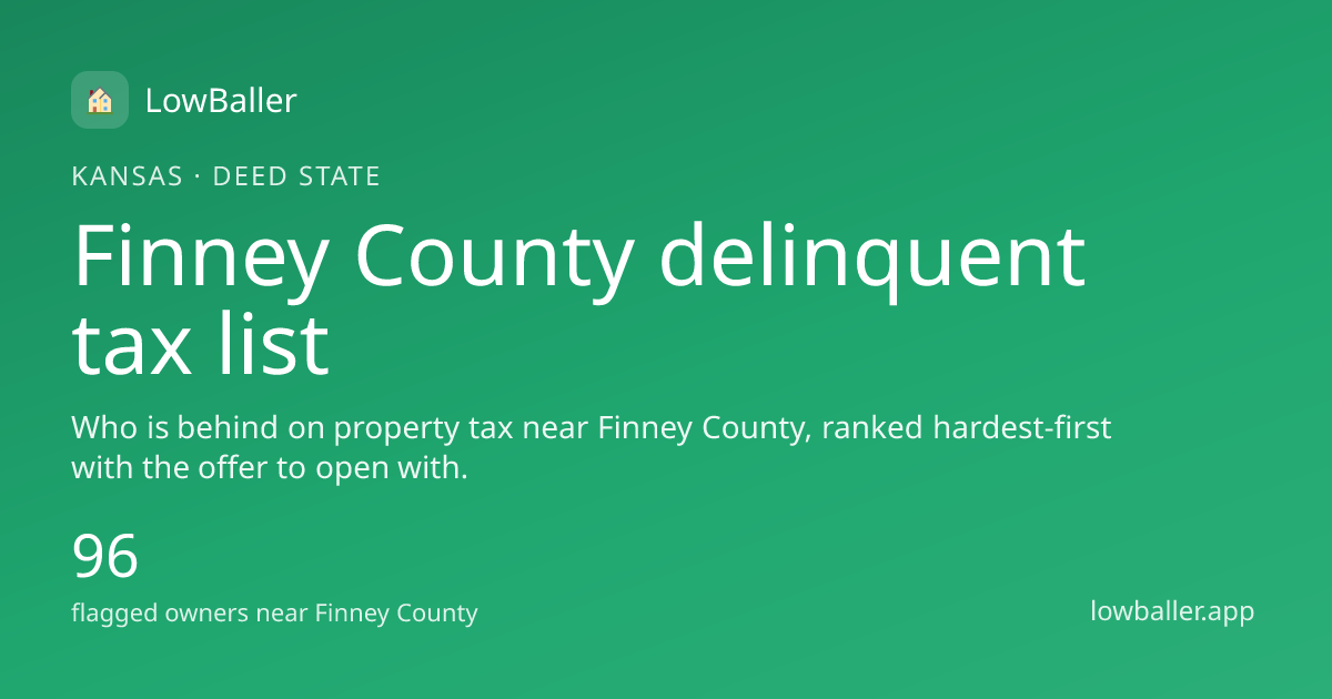 Finney County Delinquent Tax List 2026: Properties and Sale Rules ...