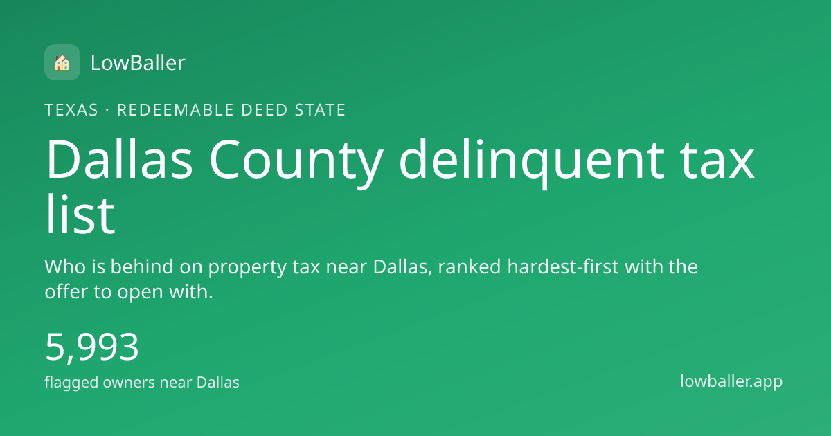Dallas County Delinquent Tax List 2026: Properties and Sale Rules ...